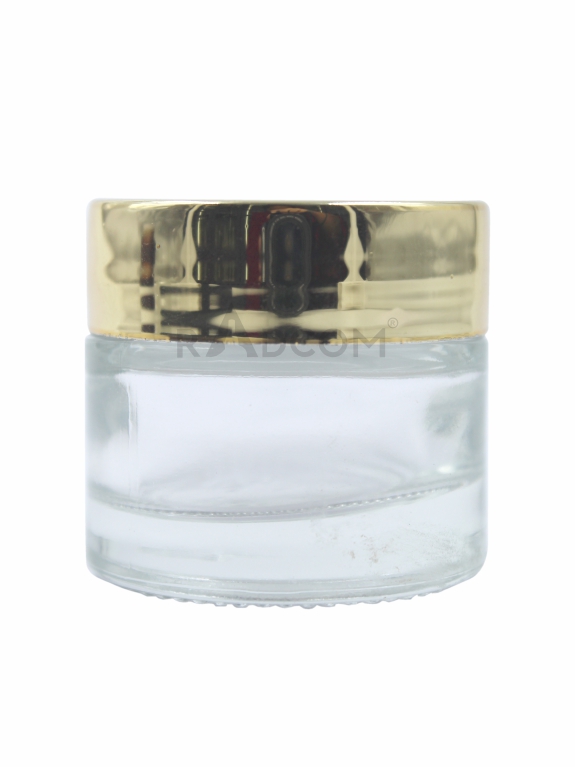 10Gm Glass Jar - Clear-With Plastic Gold Uv Cap With Inner Lid